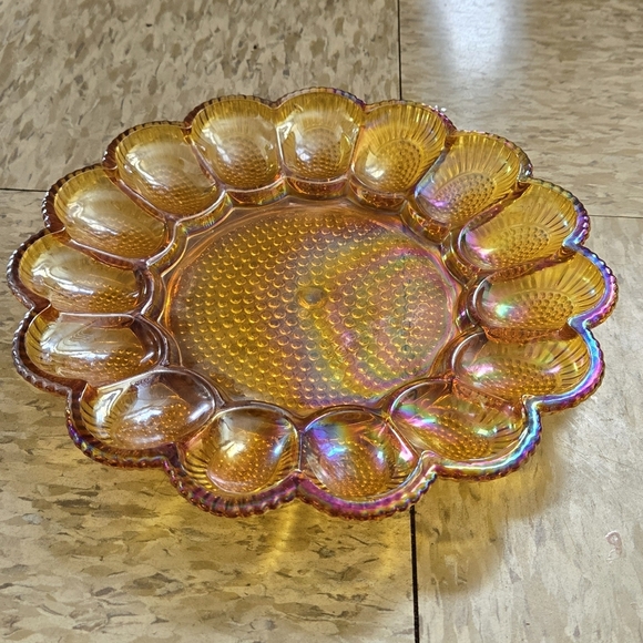 Indiana Glass Other - Fender Glass Art Dish with Iridescent Honeycomb Design